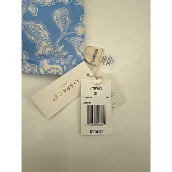 L Space Avery Bikini Top XL Womens Floral Blue Print Swimwear - Picture 5 of 8